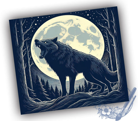 Werewolf With Moon Halloween 20oz Skinny Tumbler, Werewolf Tumbler Png, Straight & Tapered Tumbler Wrap, Instant Digital Download Sublimation ToriDesigns 