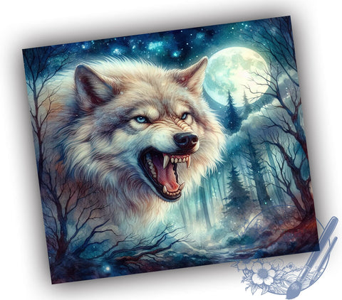 Werewolf With Moon Halloween 20oz Skinny Tumbler, Werewolf Tumbler Png, Straight & Tapered Tumbler Wrap, Instant Digital Download Sublimation ToriDesigns 