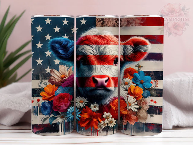 Western 4th Of July Cow 20oz Tumbler Wrap PNG, American Flag Tumbler Png, Straight & Tapered Tumbler Wrap, Instant Digital Download Sublimation Li Zamperini 