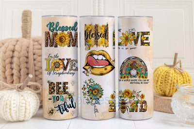 Western Amazing BEE Sunflower Quotes Inspiration Tumbler Wrap PNG Positive Motivation Sublimation Designs Sublimation BouDesign 