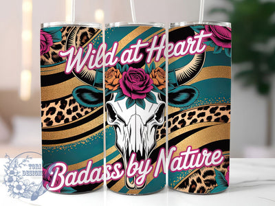 Western Aztec Wild Tumbler, Country Wild Tumbler, Badass Nature 20oz Wrap, Sublimation Design, Rustic Gift Idea, Stylish Aztec Wrap, Wild Heart Tumbler Sublimation ToriDesigns 