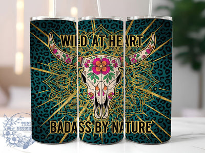 Western Aztec Wild Tumbler, Country Wild Tumbler, Badass Nature 20oz Wrap, Sublimation Design, Rustic Gift Idea, Stylish Aztec Wrap, Wild Heart Tumbler Sublimation ToriDesigns 