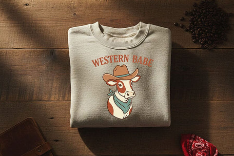 Western Babe Png, Cowgirl Cow Sublimation Design, Cute Western Shirt Graphic, Country Girl Download, Ranch Life Png, Rustic Cowgirl Clipart, SVG TiffsCraftyCreations 