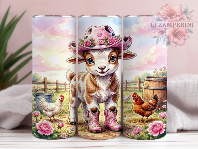 Western Baby Goat Rustic 20oz Tumbler, Baby Goat, Farm Animal, Rustic Theme, Cute Livestock, 20oz Tumbler Wrap, Sublimation PNG Sublimation Li Zamperini 