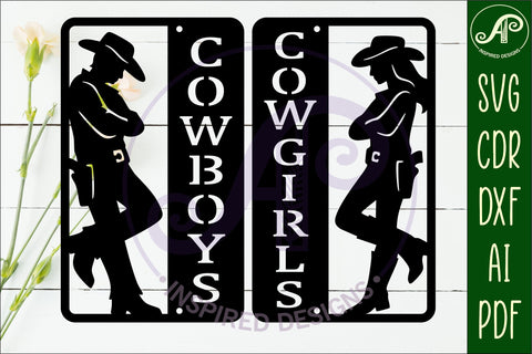 Western Bathroom Sign SVG Cowboys Cowgirls SVG APInspireddesigns 