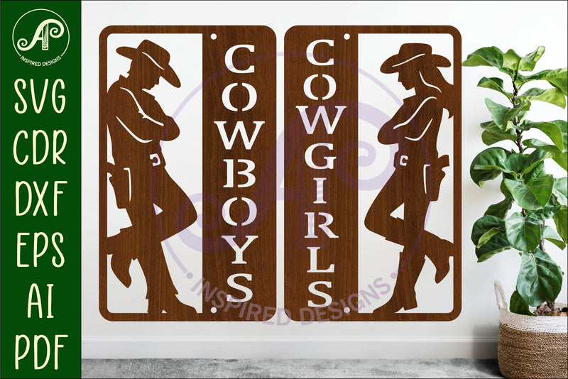 Western Bathroom Sign SVG Cowboys Cowgirls SVG APInspireddesigns 