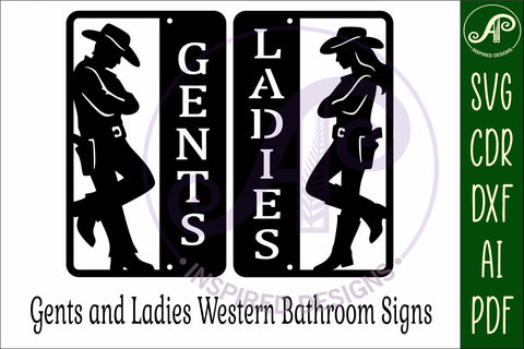 Western Bathroom Sign SVG Gents Ladies SVG APInspireddesigns 