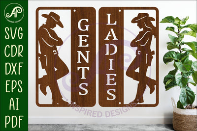 Western Bathroom Sign SVG Gents Ladies SVG APInspireddesigns 