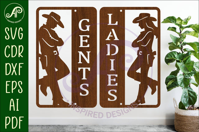 Western Bathroom Sign SVG Gents Ladies SVG APInspireddesigns 