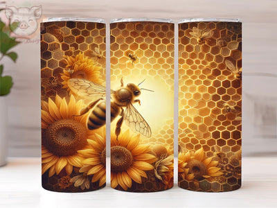 Western Bee 20oz Tumbler Png, Straight & Tapered Tumbler Png, Honeycomb Tumbler Png, Digital Download PNG Sublimation Lara' s Designs 