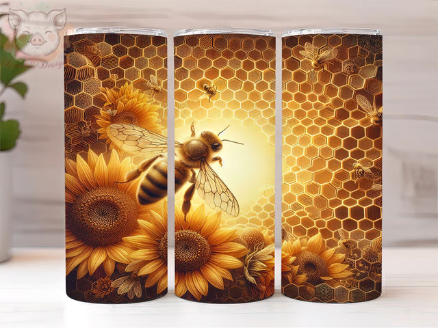 Western Bee 20oz Tumbler Png, Straight & Tapered Tumbler Png, Honeycomb Tumbler Png, Digital Download PNG Sublimation Lara' s Designs 