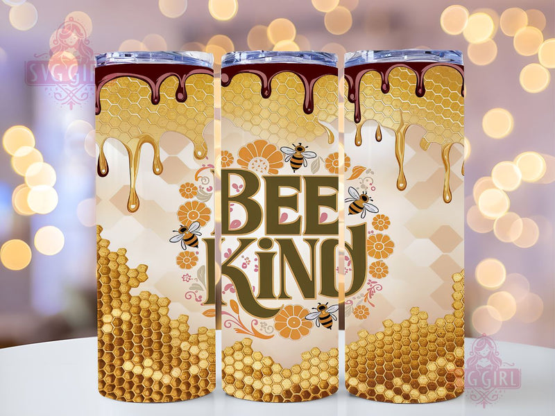 Western Bee Kind 20oz Tumbler Wrap Sublimation Design, Straight Tapered Tumbler Wrap, Bee Honeycomb Tumbler Png, Instant Digital Download Sublimation SvggirlplusArt 