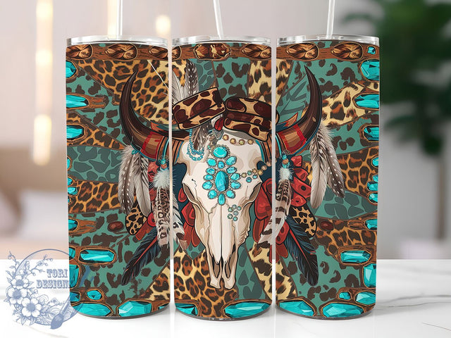 Western Boho Cow Skull Tumbler Wrap, Boho Skull Tumbler Wrap, Gemstone Tumbler Design, 20oz Tumbler Sublimation, Southwestern Tumbler, Digital Tumbler Wrap, Rustic Western Tumbler Sublimation ToriDesigns 