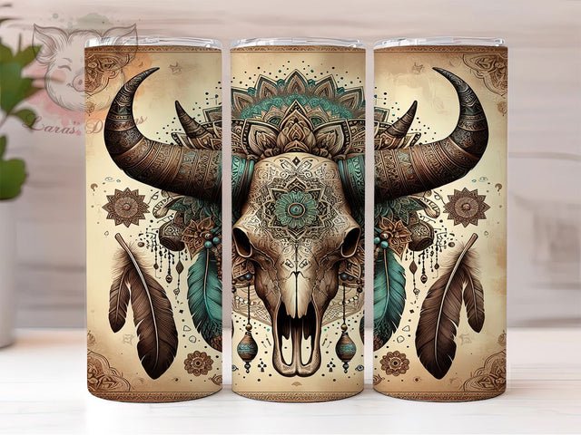 Western Boho Cow Skull Tumbler Wrap, Boho Tumbler Wrap, Cow Skull Sublimation, Southwest Tumbler Design, Rustic Western Cup, Floral Cow Skull, Desert Vibes Mug Sublimation Lara' s Designs 