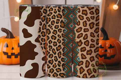 Western Boho Cowhide 20oz Tumbler Wrap Sublimation PixelChick 