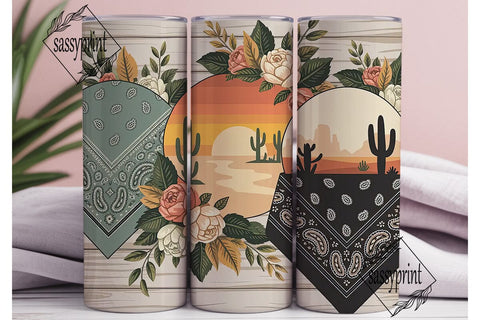 Western Boho Floral 20oz Tumbler Wrap Sublimation sassyprint 