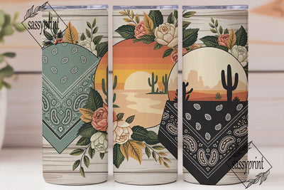 Western Boho Floral 20oz Tumbler Wrap Sublimation sassyprint 