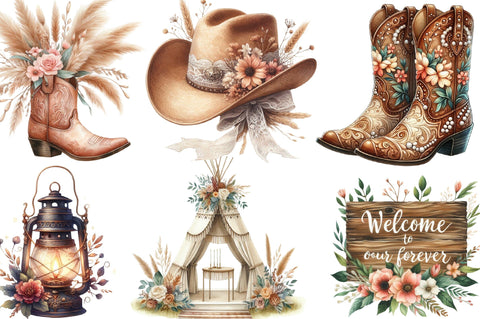 Western Boho Wedding Clipart Sublimation SVGista 