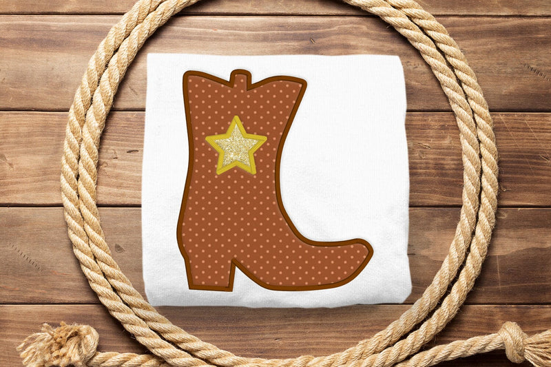 Western Boot with Star Applique Embroidery Embroidery/Applique DESIGNS Designed by Geeks 