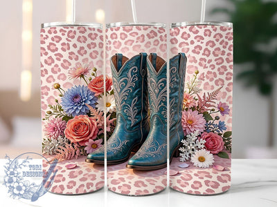 Western Boots 20oz Tumbler, Cowboy Style, Rustic Chic, Leather Texture, Country Vibe, Warm Tones, Vintage West, Sublimation Wrap Sublimation ToriDesigns 
