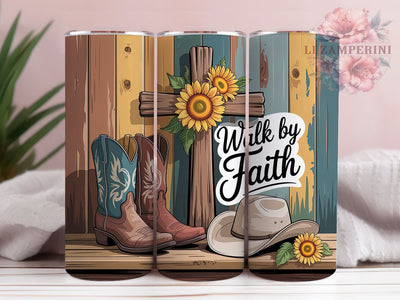 Western Boots Faith 20oz Tumbler, Cowboy Boots, Walk By Faith, Religious Theme, Faith Design, 20oz Wrap, PNG File Sublimation Li Zamperini 