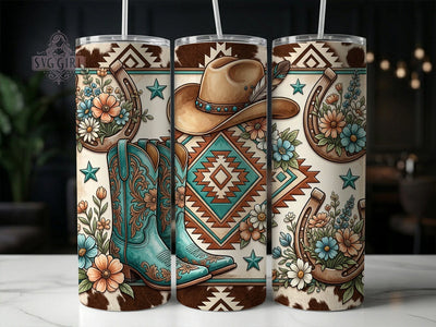Western Boots & Hat 20oz Tumbler, Western Boots & Hat, 20oz Tumbler Wrap, Sublimation Design, Cute Western Art, Digital Download, Tumbler PNG, Western Boot Wrap Sublimation SvggirlplusArt 