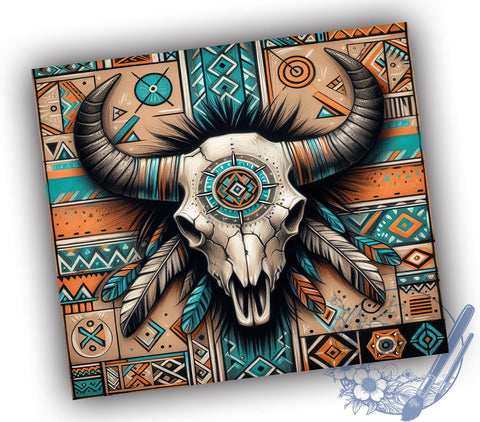 Western Bull Skull 20oz Tumbler Wrap, Western Skull, Bull Skull Tumbler, 20oz Tumbler, Sublimation Wrap, Cow Skull Decor, Western Decor, Rustic Gift Sublimation ToriDesigns 