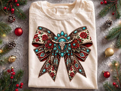 Western Bull Skull Bow PNG Sublimation SVG artprintfile 