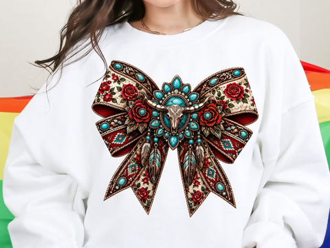 Western Bull Skull Bow PNG Sublimation SVG artprintfile 