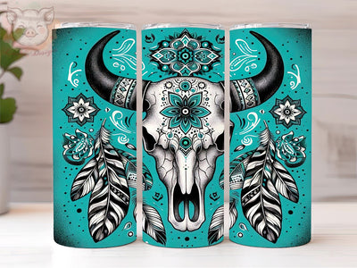 Western Bullskull 20oz Tumbler Png, Straight & Tapered Tumbler Png, Bullskull Tumbler Png, Digital Download PNG Sublimation Lara' s Designs 