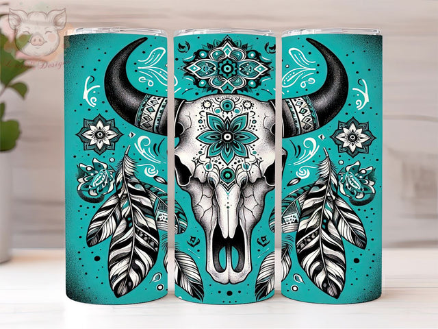 Western Bullskull 20oz Tumbler Png, Straight & Tapered Tumbler Png, Bullskull Tumbler Png, Digital Download PNG Sublimation Lara' s Designs 