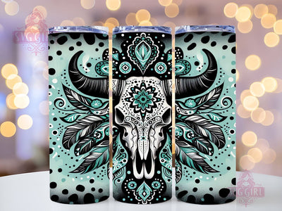 Western Bullskull 20oz Tumbler Wrap Sublimation Design, Straight Tapered Tumbler Wrap, Bullskull Tumbler Png, Instant Digital Download Sublimation SvggirlplusArt 