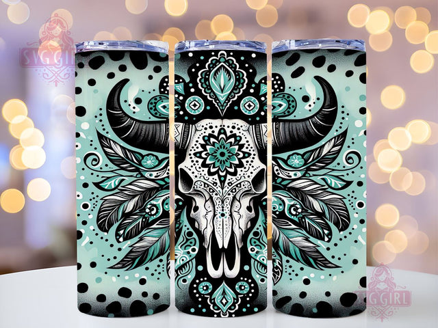 Western Bullskull 20oz Tumbler Wrap Sublimation Design, Straight Tapered Tumbler Wrap, Bullskull Tumbler Png, Instant Digital Download Sublimation SvggirlplusArt 