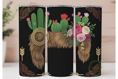 Western Cactus Floral Tumbler Wrap Sublimation PixelChick 