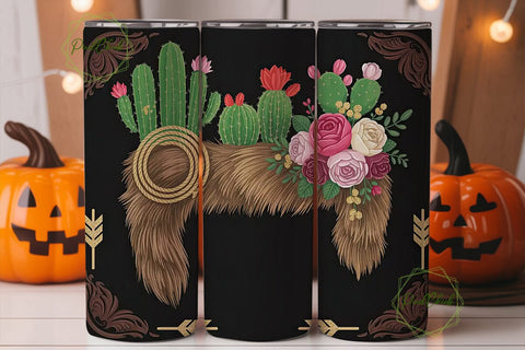 Western Cactus Floral Tumbler Wrap Sublimation PixelChick 