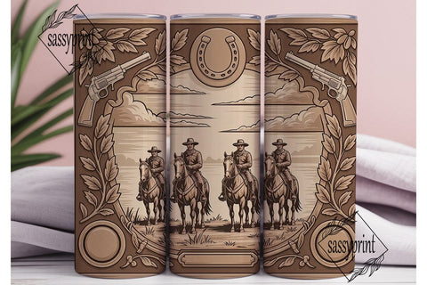 Western Carved Wood 20oz Tumbler Wrap Sublimation sassyprint 