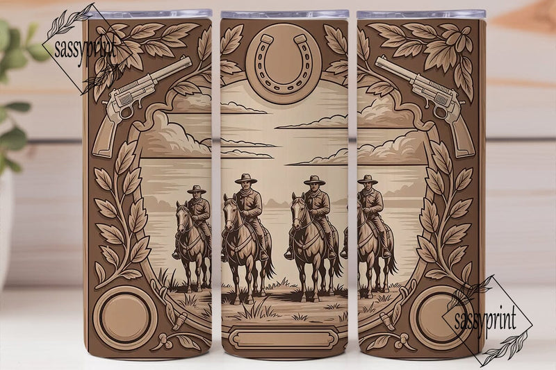 Western Carved Wood 20oz Tumbler Wrap Sublimation sassyprint 