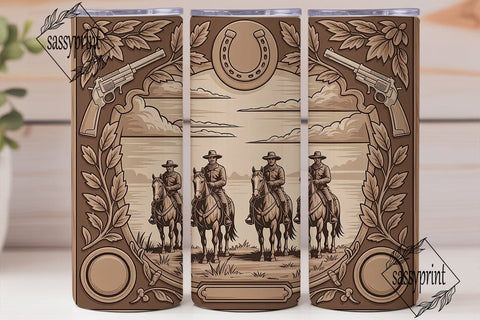 Western Carved Wood 20oz Tumbler Wrap Sublimation sassyprint 