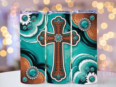 Western Christian Cross Tumbler, Christian Faith Tumbler, Stylish 20oz Wrap, Sublimation Design, Trendy Gift Idea, Religious Western Wrap, Inspirational Cross Tumbler Sublimation SvggirlplusArt 