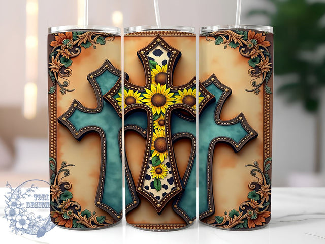 Western Christian Faith Tumbler Wrap, Cross Design Tumbler, Sublimation Tumbler, Christian Drinkware, Western Decor Tumbler, Rustic Tumbler Wrap, Faith-Based Cup Sublimation ToriDesigns 