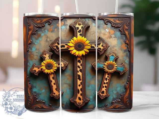 Western Christian Faith Tumbler Wrap, Cross Design Tumbler, Sublimation Tumbler, Christian Drinkware, Western Decor Tumbler, Rustic Tumbler Wrap, Faith-Based Cup Sublimation ToriDesigns 