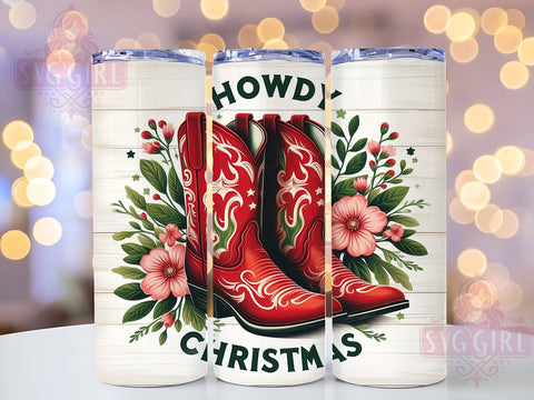Western Christmas 20oz Tumbler Wrap Sublimation Design, Straight Tapered Tumbler Wrap, Cowgirl Boots Tumbler Png, Instant Digital Download Sublimation SvggirlplusArt 