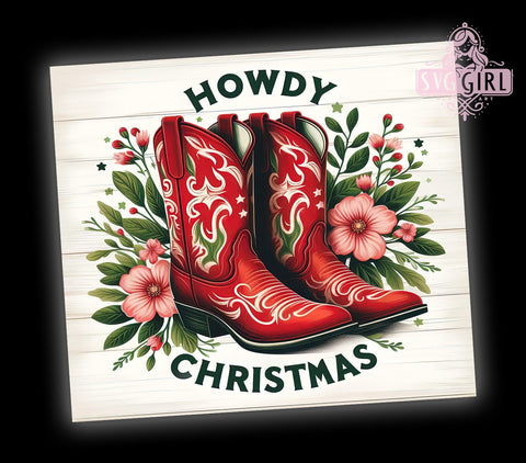 Western Christmas 20oz Tumbler Wrap Sublimation Design, Straight Tapered Tumbler Wrap, Cowgirl Boots Tumbler Png, Instant Digital Download Sublimation SvggirlplusArt 