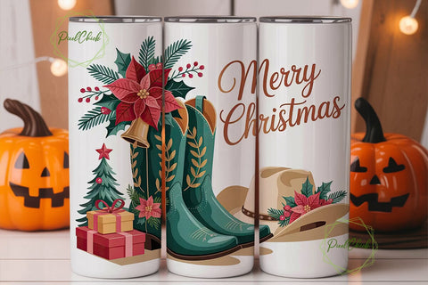 Western Christmas 20oz Tumbler Wrap Sublimation PixelChick 