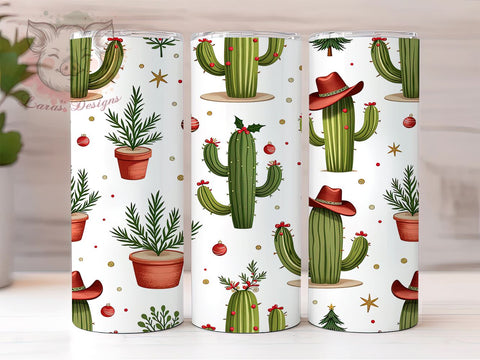 Western Christmas Cactus Tumbler, Christmas Cactus Tumbler, Cowboy Hat Ornament, 20oz Wrap, Holiday Drinkware, Western Christmas Decor, Festive Sublimation, Unique Holiday Gift Sublimation Lara' s Designs 