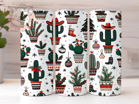 Western Christmas Cactus Tumbler, Christmas Cactus Tumbler, Cowboy Hat Ornament, 20oz Wrap, Holiday Drinkware, Western Christmas Decor, Festive Sublimation, Unique Holiday Gift Sublimation Lara' s Designs 