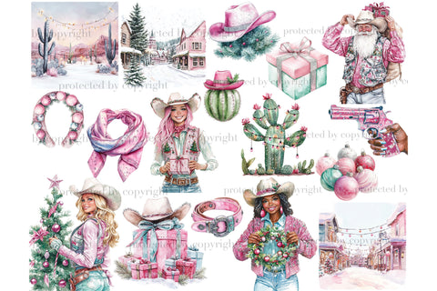 Western Christmas Clipart | Cowboy Santa PNG SVG GlamArtZhanna 