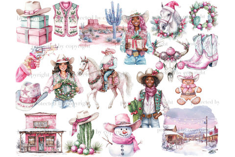 Western Christmas Clipart | Cowboy Santa PNG SVG GlamArtZhanna 