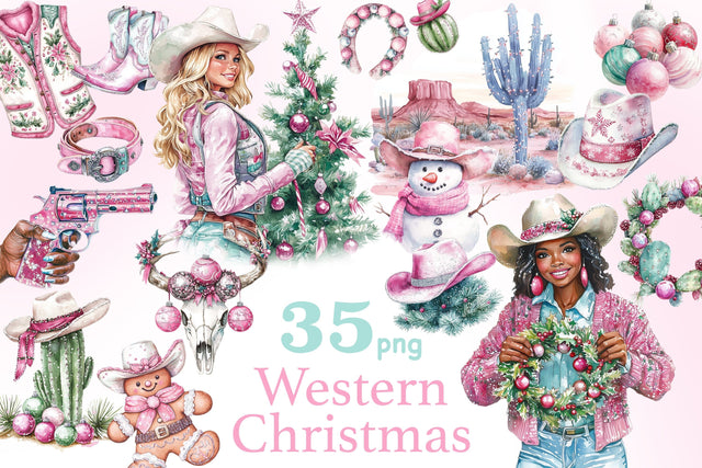 Western Christmas Clipart | Cowboy Santa PNG SVG GlamArtZhanna 