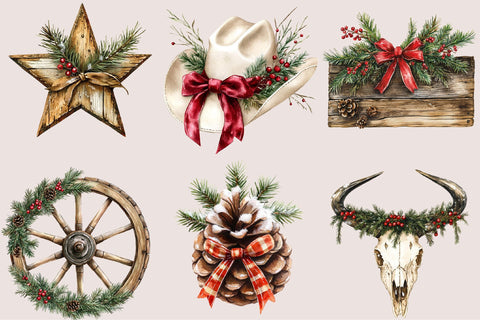 Western Christmas Clipart Sublimation SVGArt 